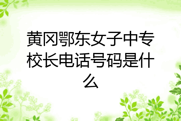 黄冈鄂东女子中专校长电话号码是什么