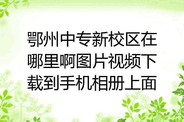 鄂州中专新校区在哪里啊图片视频下载到手机相册上面