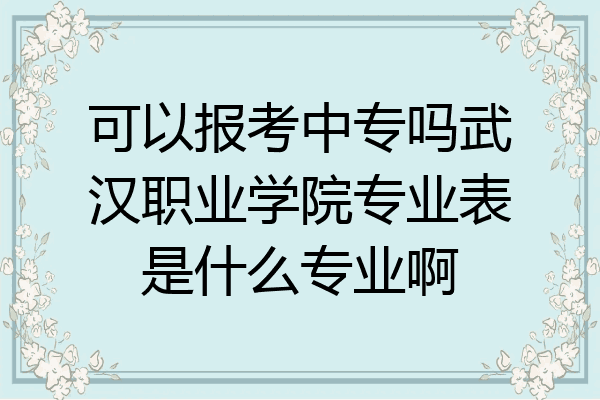 可以报考中专吗武汉职业学院专业表是什么专业啊