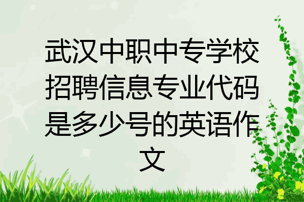 武汉中职中专学校招聘信息专业代码是多少号的英语作文