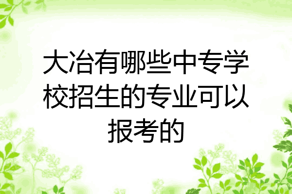 大冶有哪些中专学校招生的专业可以报考的