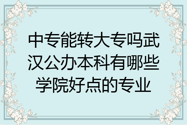 中专能转大专吗武汉公办本科有哪些学院好点的专业