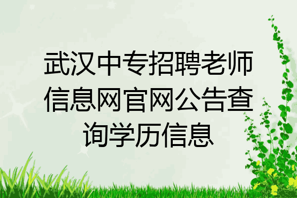 武汉中专招聘老师信息网官网公告查询学历信息