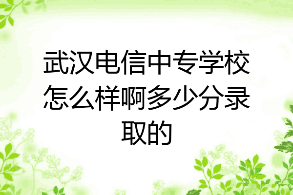 武汉电信中专学校怎么样啊多少分录取的