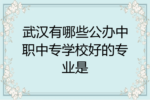 武汉有哪些公办中职中专学校好的专业是