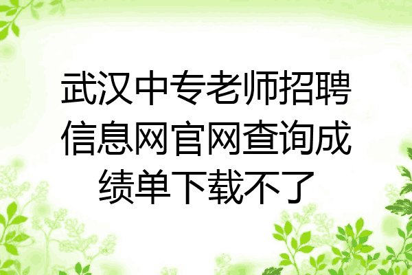 武汉中专老师招聘信息网官网查询成绩单下载不了