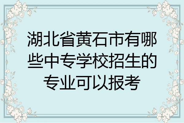 湖北省黄石市有哪些中专学校招生的专业可以报考