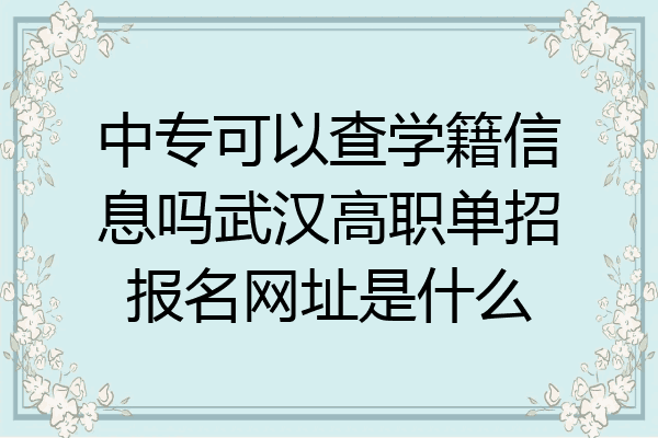 中专可以查学籍信息吗武汉高职单招报名网址是什么