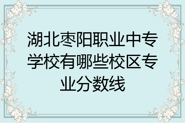 湖北枣阳职业中专学校有哪些校区专业分数线