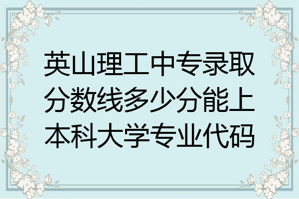 英山理工中专录取分数线多少分能上本科大学专业代码