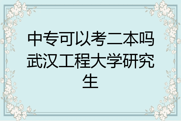 中专可以考二本吗武汉工程大学研究生