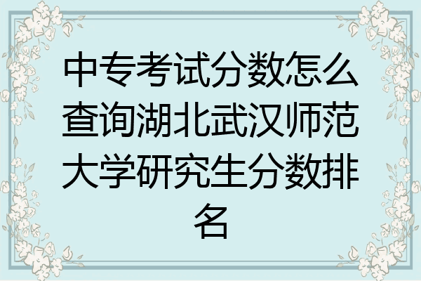 中专考试分数怎么查询湖北武汉师范大学研究生分数排名