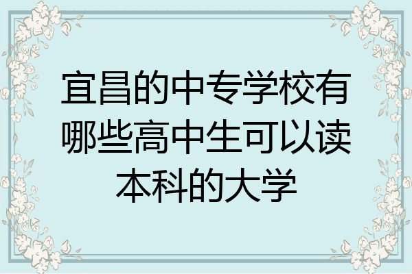 宜昌的中专学校有哪些高中生可以读本科的大学