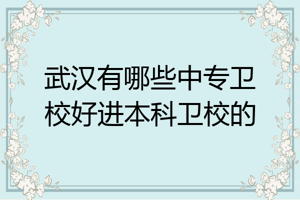 武汉有哪些中专卫校好进本科卫校的