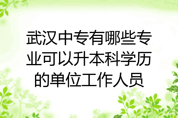 武汉中专有哪些专业可以升本科学历的单位工作人员