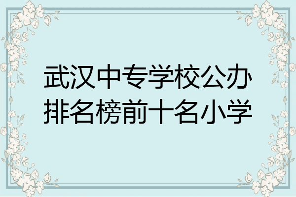 武汉中专学校公办排名榜前十名小学