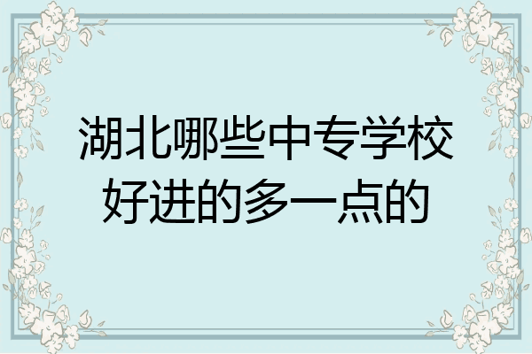 湖北哪些中专学校好进的多一点的