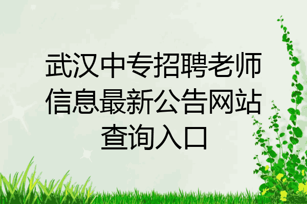武汉中专招聘老师信息最新公告网站查询入口