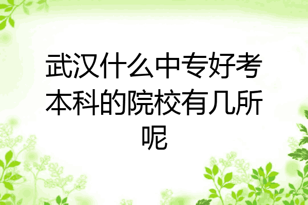 武汉什么中专好考本科的院校有几所呢
