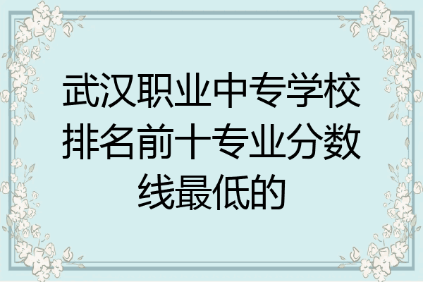 武汉职业中专学校排名前十专业分数线最低的