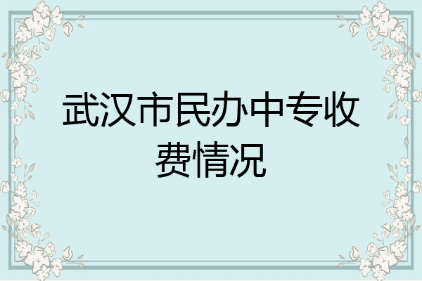 武汉市民办中专收费情况