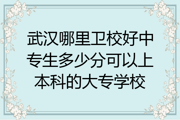 武汉哪里卫校好中专生多少分可以上本科的大专学校