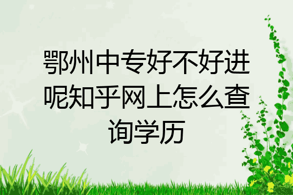 鄂州中专好不好进呢知乎网上怎么查询学历
