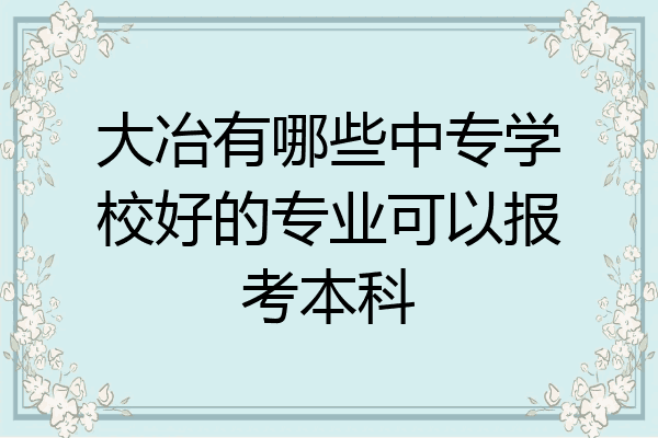大冶有哪些中专学校好的专业可以报考本科