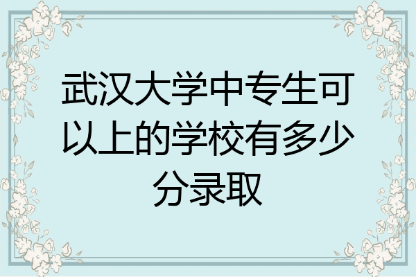 武汉大学中专生可以上的学校有多少分录取