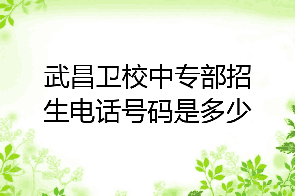武昌卫校中专部招生电话号码是多少