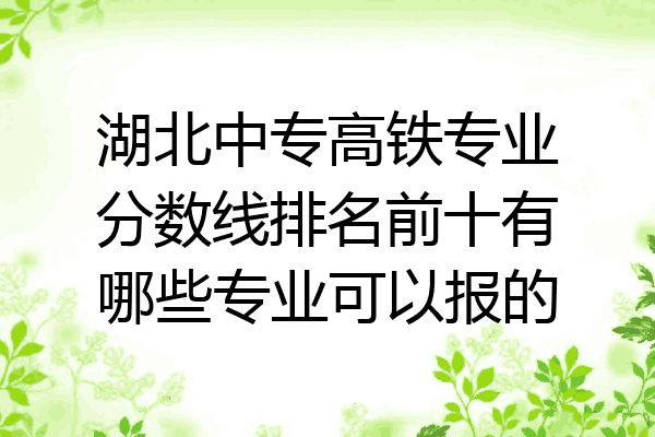 湖北中专高铁专业分数线排名前十有哪些专业可以报的