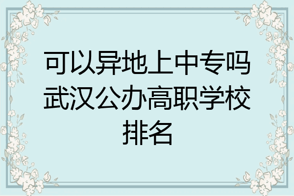 可以异地上中专吗武汉公办高职学校排名