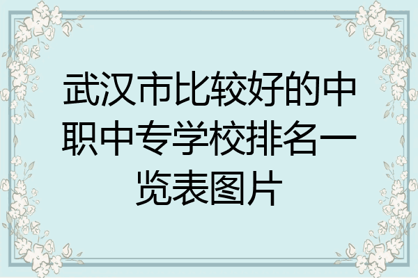 武汉市比较好的中职中专学校排名一览表图片