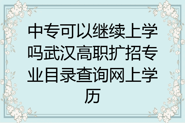 中专可以继续上学吗武汉高职扩招专业目录查询网上学历