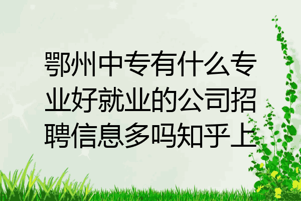 鄂州中专有什么专业好就业的公司招聘信息多吗知乎上
