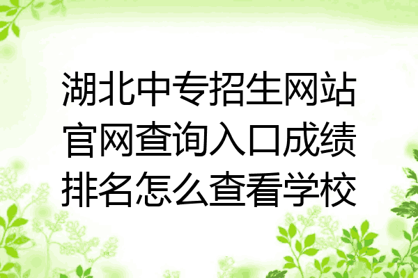 湖北中专招生网站官网查询入口成绩排名怎么查看学校