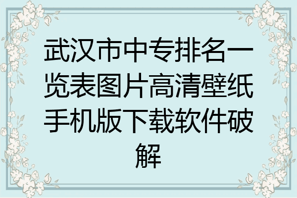 武汉市中专排名一览表图片高清壁纸手机版下载软件破解