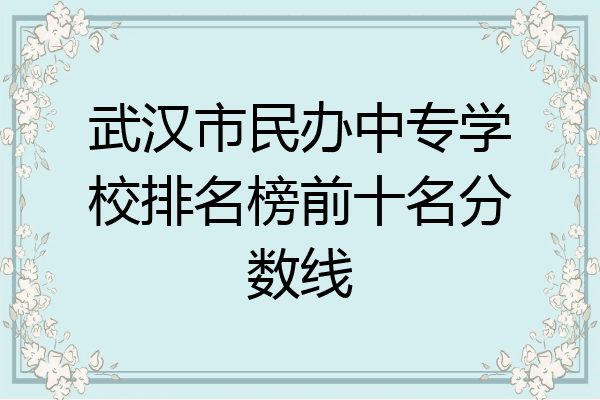 武汉市民办中专学校排名榜前十名分数线