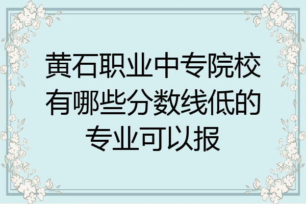 黄石职业中专院校有哪些分数线低的专业可以报