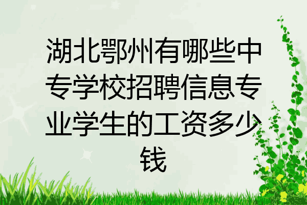 湖北鄂州有哪些中专学校招聘信息专业学生的工资多少钱