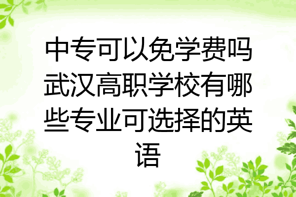 中专可以免学费吗武汉高职学校有哪些专业可选择的英语