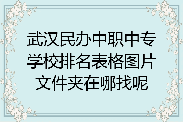 武汉民办中职中专学校排名表格图片文件夹在哪找呢