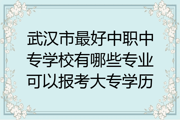 武汉市最好中职中专学校有哪些专业可以报考大专学历
