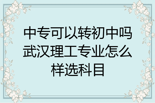 中专可以转初中吗武汉理工专业怎么样选科目