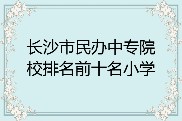 长沙市民办中专院校排名前十名小学