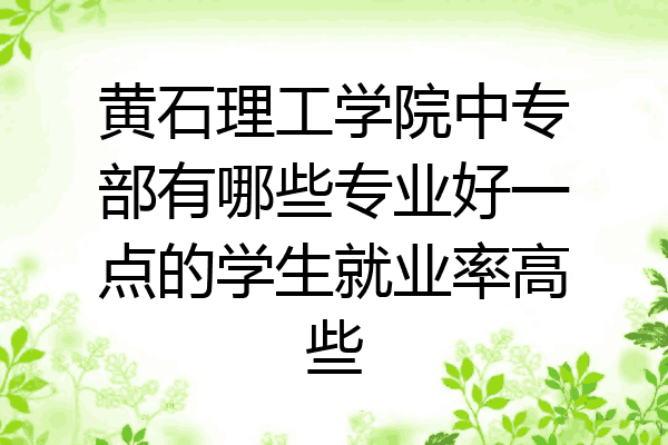 黄石理工学院中专部有哪些专业好一点的学生就业率高些