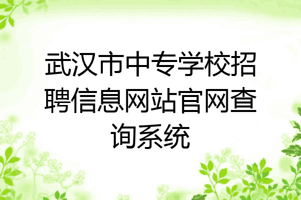 武汉市中专学校招聘信息网站官网查询系统