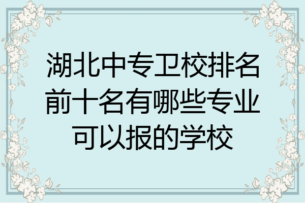 湖北中专卫校排名前十名有哪些专业可以报的学校