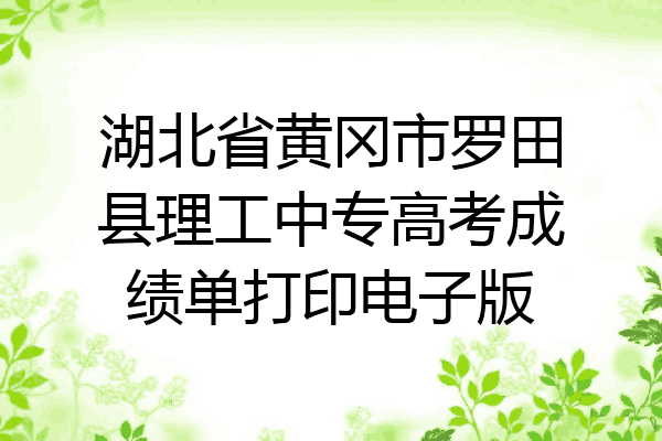 湖北省黄冈市罗田县理工中专高考成绩单打印电子版