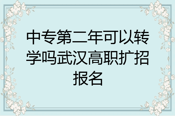 中专第二年可以转学吗武汉高职扩招报名